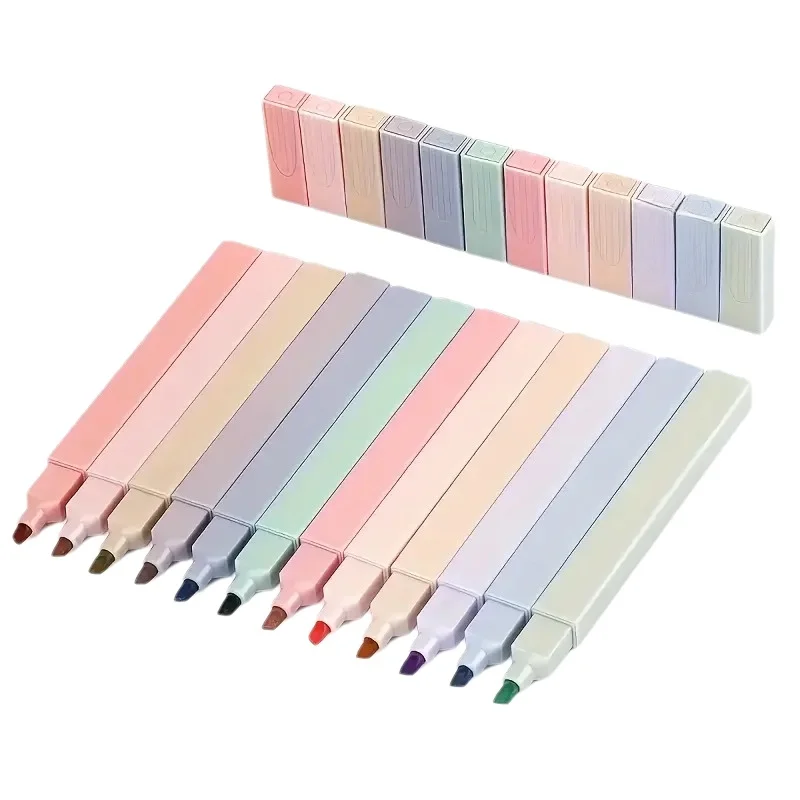 Highlighter Set Pastel - Stylos surligneurs fluorescents 12 couleurs, corps