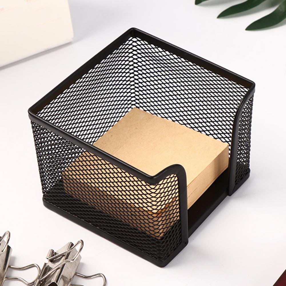 Sticky Note Cube - Boîte cubique en maille métallique noire,