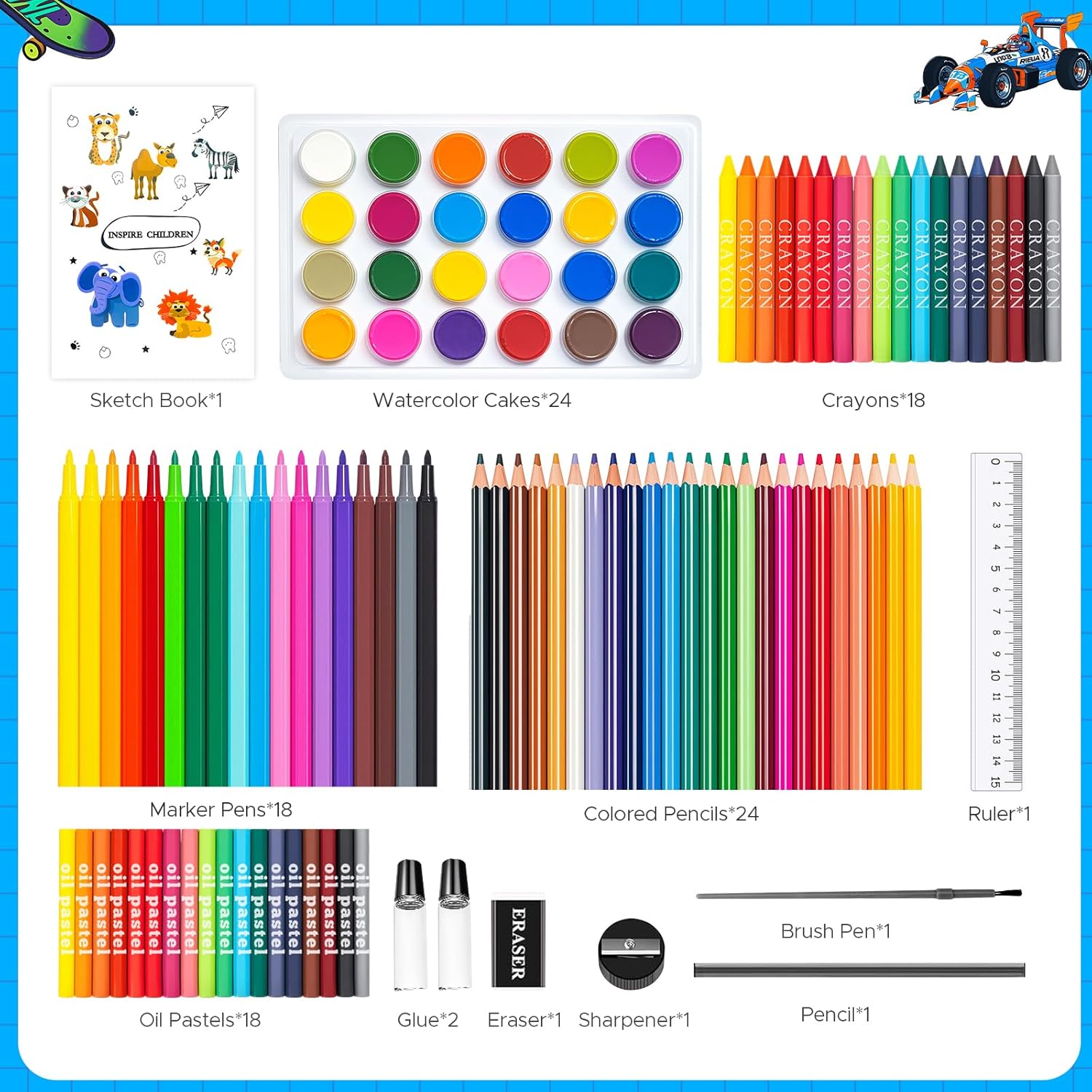 Ensemble de 110 fournitures d' - Highlighter Set Pastel avis et prix